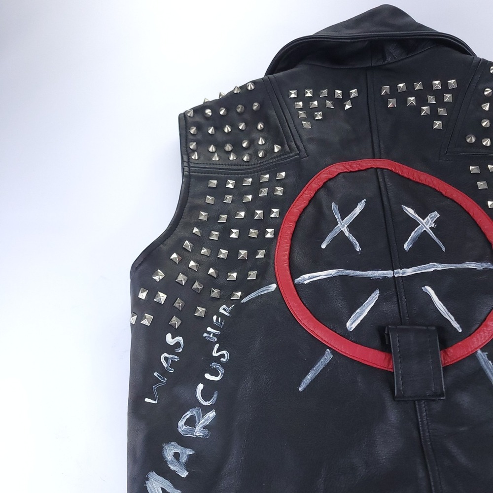 Watch Dogs 2 Legion Dedsec Wrench Studded Leather Vest Adult XS Punk No Hood - Picture 14 of 15